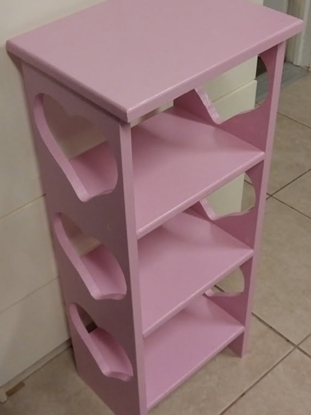 Pink Heart 3 Tier Shelf 40" Tall-Nursery Shelf-Upcycled Solid Wood
